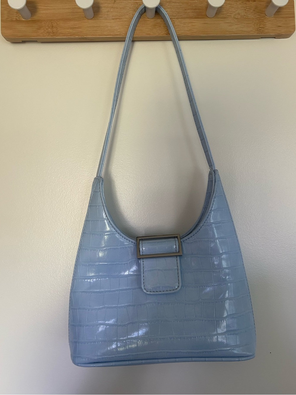 Urban Outfitters light blue croc-texture Shoulder Bag